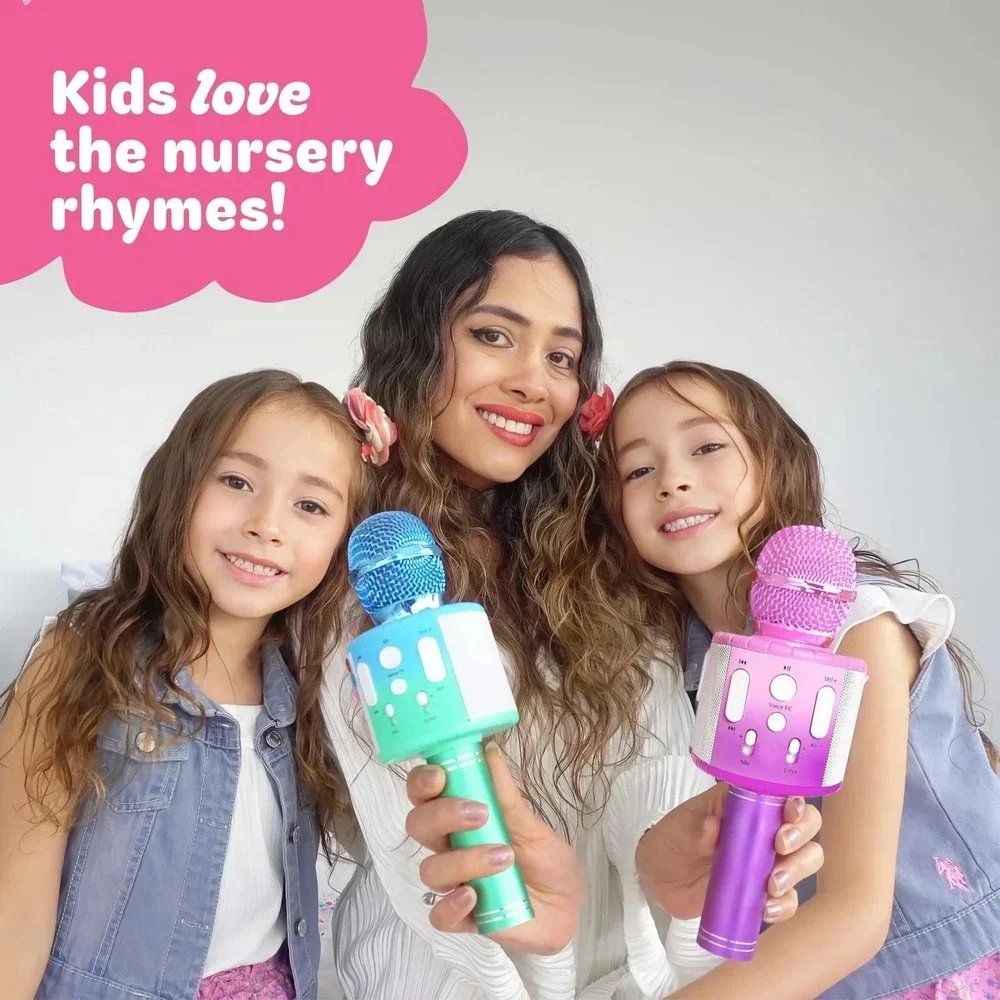 Move2Play, Kids Karaoke Microphone | Includes Kid Songs, White/Pink | NEW IN BOX